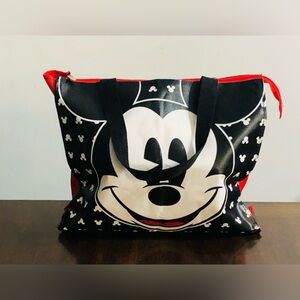 Disney Mickey Mouse shoulder tote bag top zipper black red. 14”HX15”W